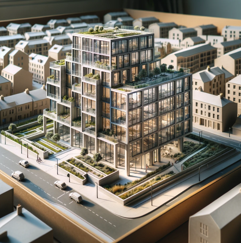 Modello architettonico dettagliato di un edificio moderno, realizzato da Ari Model a Palermo.