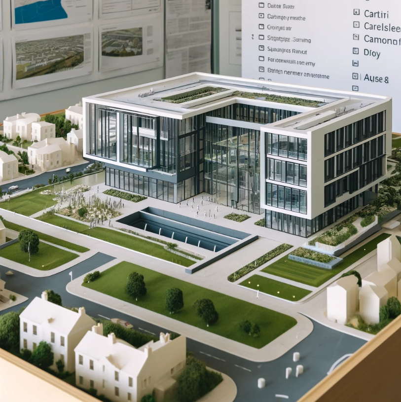 Modello architettonico dettagliato di un edificio moderno, realizzato da Ari Model a Firenze.