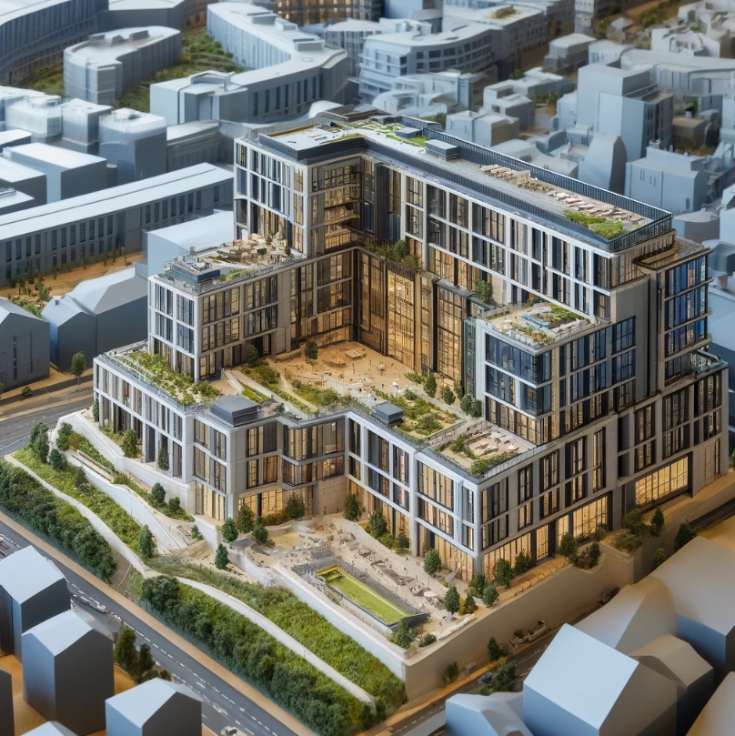 Modello architettonico dettagliato di un edificio moderno, realizzato da Ari Model a Catania.