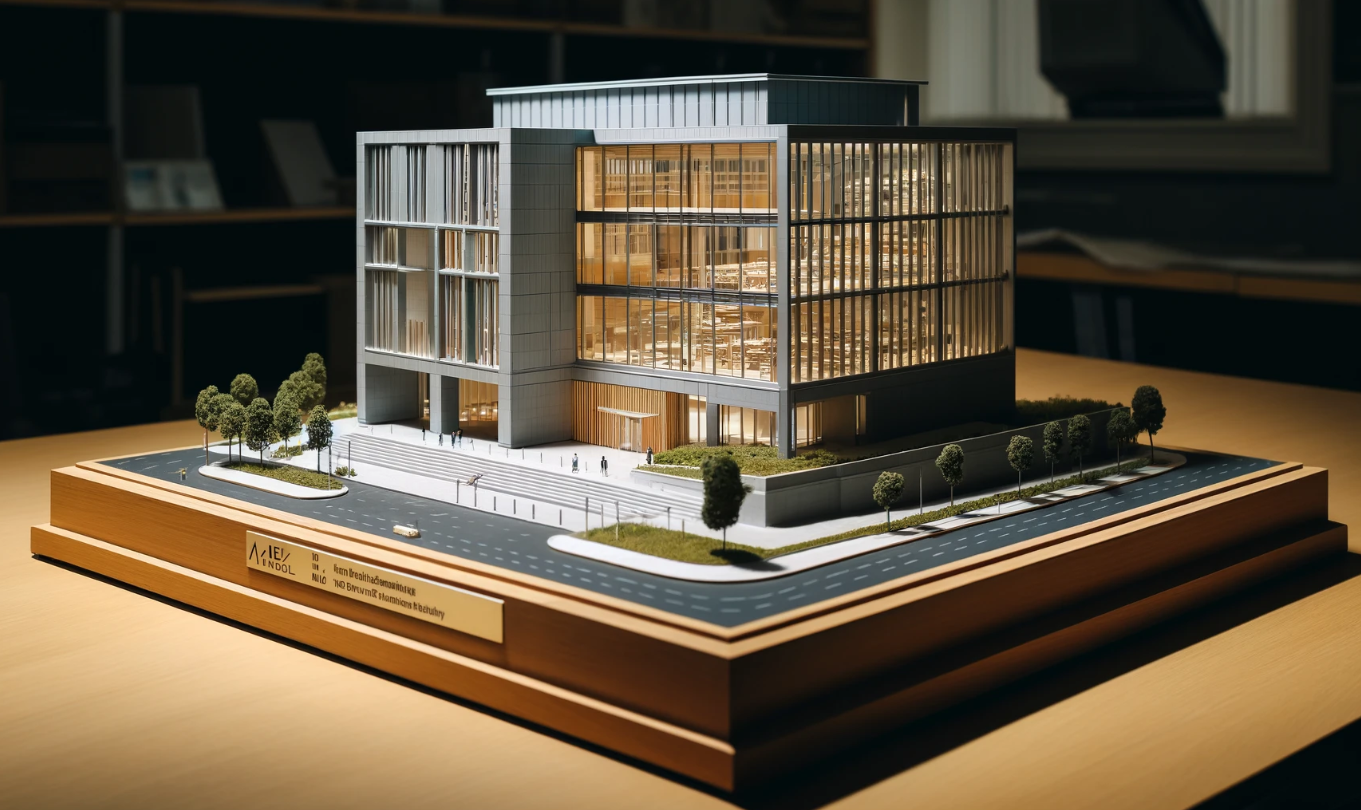 Modello architettonico dettagliato di un edificio moderno, realizzato da Ari Model a Messina.