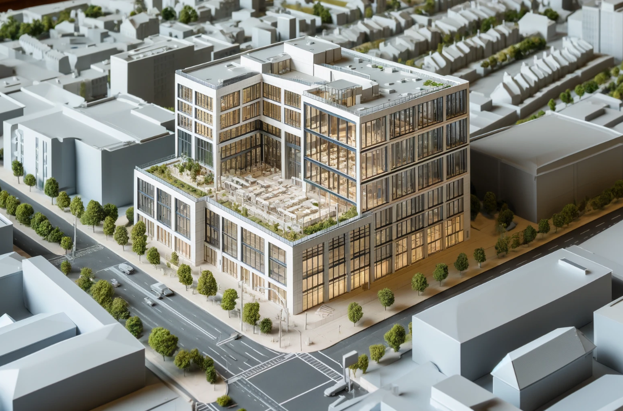  Modello architettonico dettagliato di un edificio moderno, realizzato da Ari Model a Taranto.
