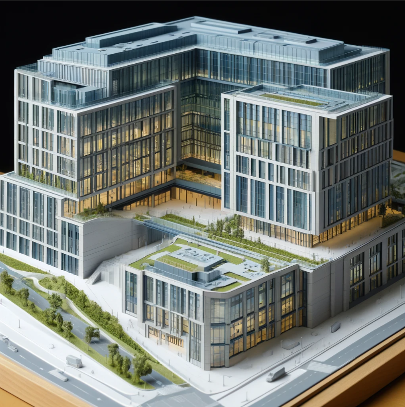  Modello architettonico dettagliato di un edificio moderno, realizzato da Ari Model a Prato.