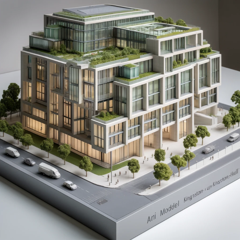  Modello architettonico dettagliato di un edificio moderno, realizzato da Ari Model a Reggio Calabria.