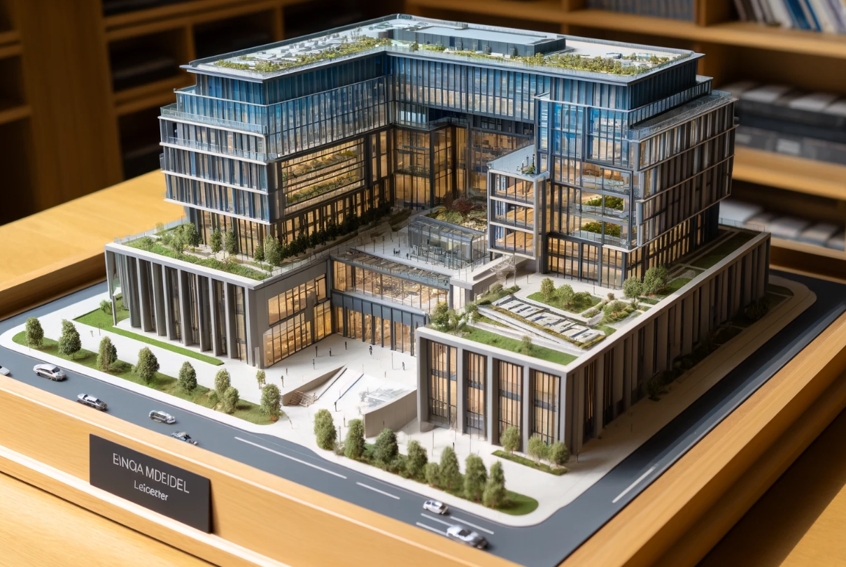 Modello architettonico dettagliato di un edificio moderno, realizzato da Ari Model a Livorno.