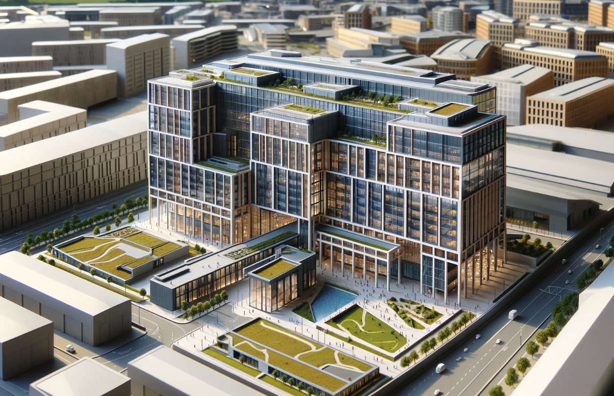 Modello architettonico dettagliato di un edificio moderno, realizzato da Ari Model a Rimini.