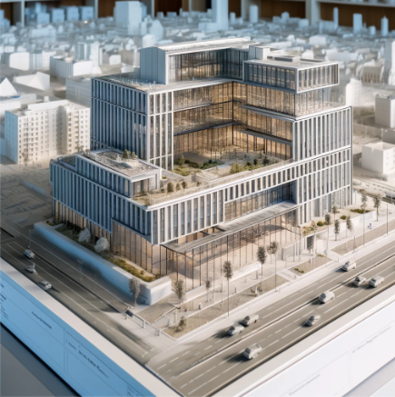 Modello architettonico dettagliato realizzato da Ari Model a Gütersloh, che mostra precisione e artigianalità.