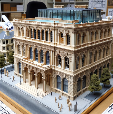 Un modello architettonico dettagliato creato da Ari Model a Roma.