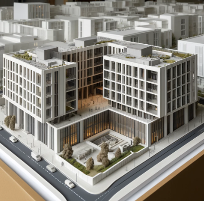 Modello architettonico dettagliato realizzato da Ari Model a Bari.