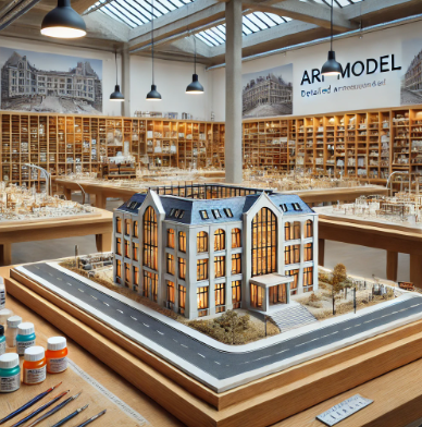 Modello architettonico dettagliato realizzato da Ari Model a Marl.
