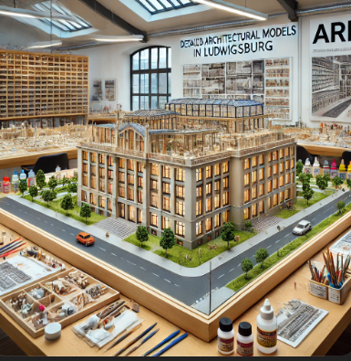 Modello architettonico dettagliato creato da Ari Model a Ludwigsburg.
