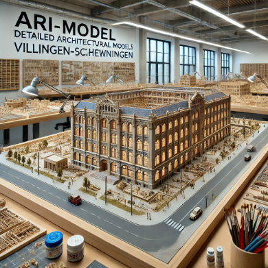 Modello architettonico dettagliato creato da Ari Model a Villingen-Schwenningen.