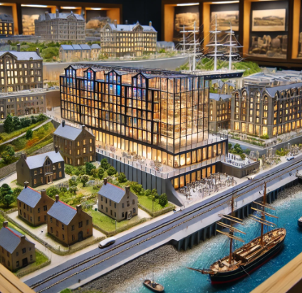 Un modello architettonico dettagliato realizzato da Ari Model a Trento, che mette in risalto la qualità artigianale e la precisione del loro lavoro.