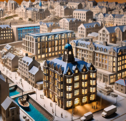 Modello architettonico realizzato da Ari Model, mostrando un progetto dettagliato a Leverkusen con precisione e materiali di alta qualità.