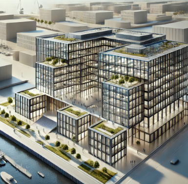Modello architettonico dettagliato di una struttura moderna a Bremerhaven, realizzato con precisione da Ari Model.