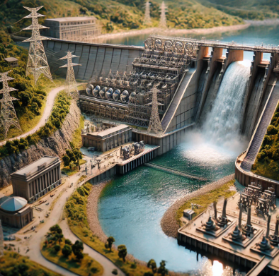 Un modello dettagliato di centrale idroelettrica realizzato da Ari Model, simbolo di innovazione e sostenibilità nell'energia rinnovabile.
