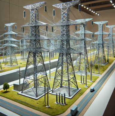 Un modello dettagliato di linea di trasmissione elettrica progettato da Ari Model, che combina precisione tecnica e design innovativo. Perfetto per presentazioni tecniche, progetti educativi e pianificazione di infrastrutture.