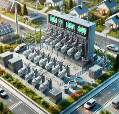 Un modello dettagliato di sistema di contatori intelligenti creato da Ari Model, che illustra le tecnologie avanzate di monitoraggio energetico, analisi dei dati e connessione alla rete. Perfetto per progetti educativi, pianificazione urbana e dimost